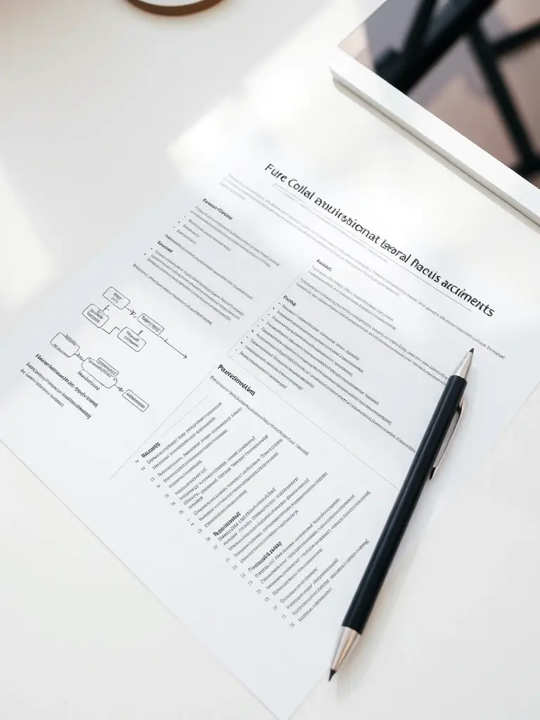 An image of a detailed functional requirements document with flowcharts and diagrams, highlighting the structured approach to defining project requirements.